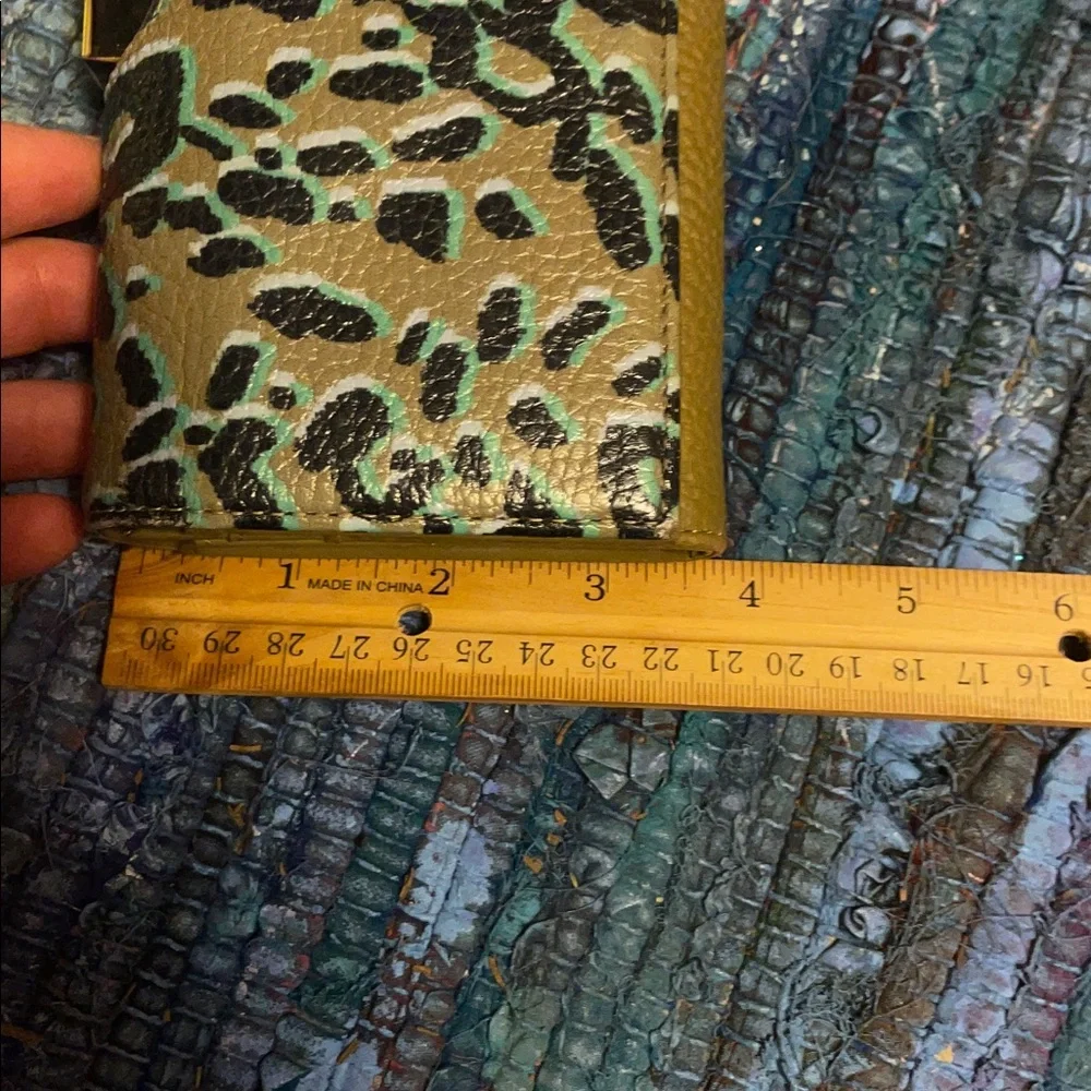Ted Baker Leopard Print Leather Wallet in Brown and Green